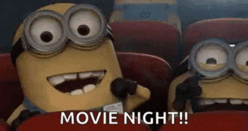 Two Minions excited for movie night