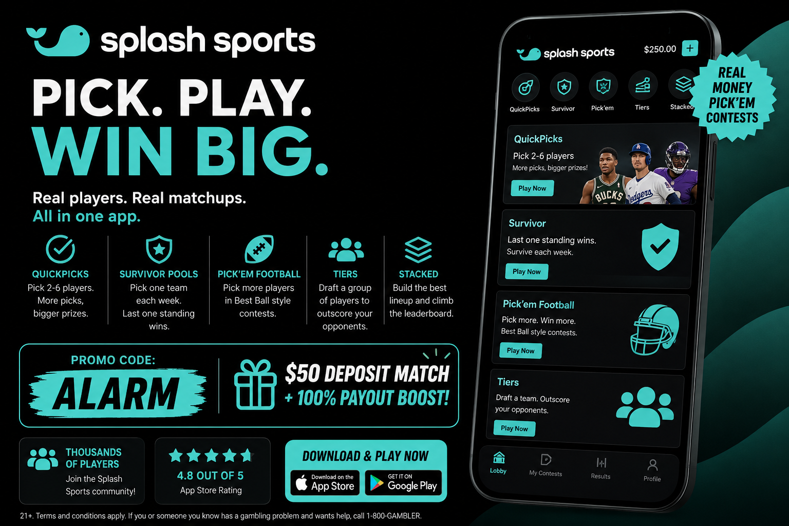Splash Sports - use promo code ALARM