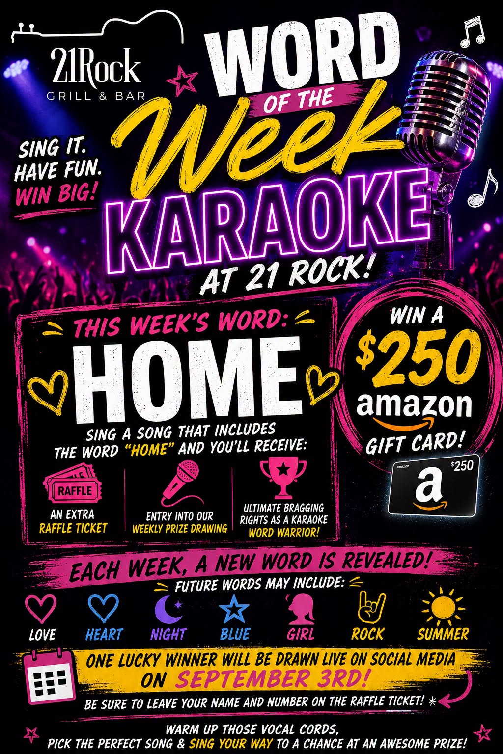 Word of the Week Karaoke at 21 Rock July 9