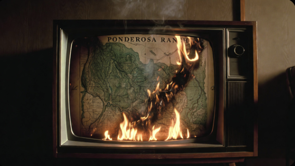 Vintage television set showing a western scene