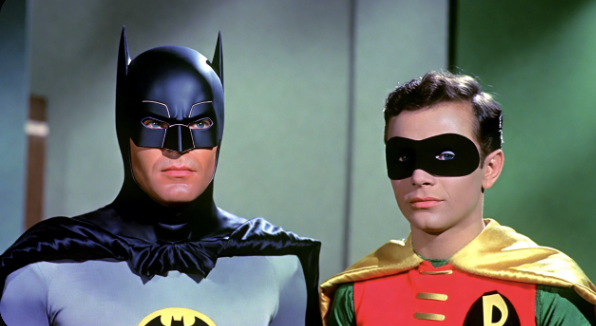 Adam West as Batman and Burt Ward as Robin in the 1960s TV series