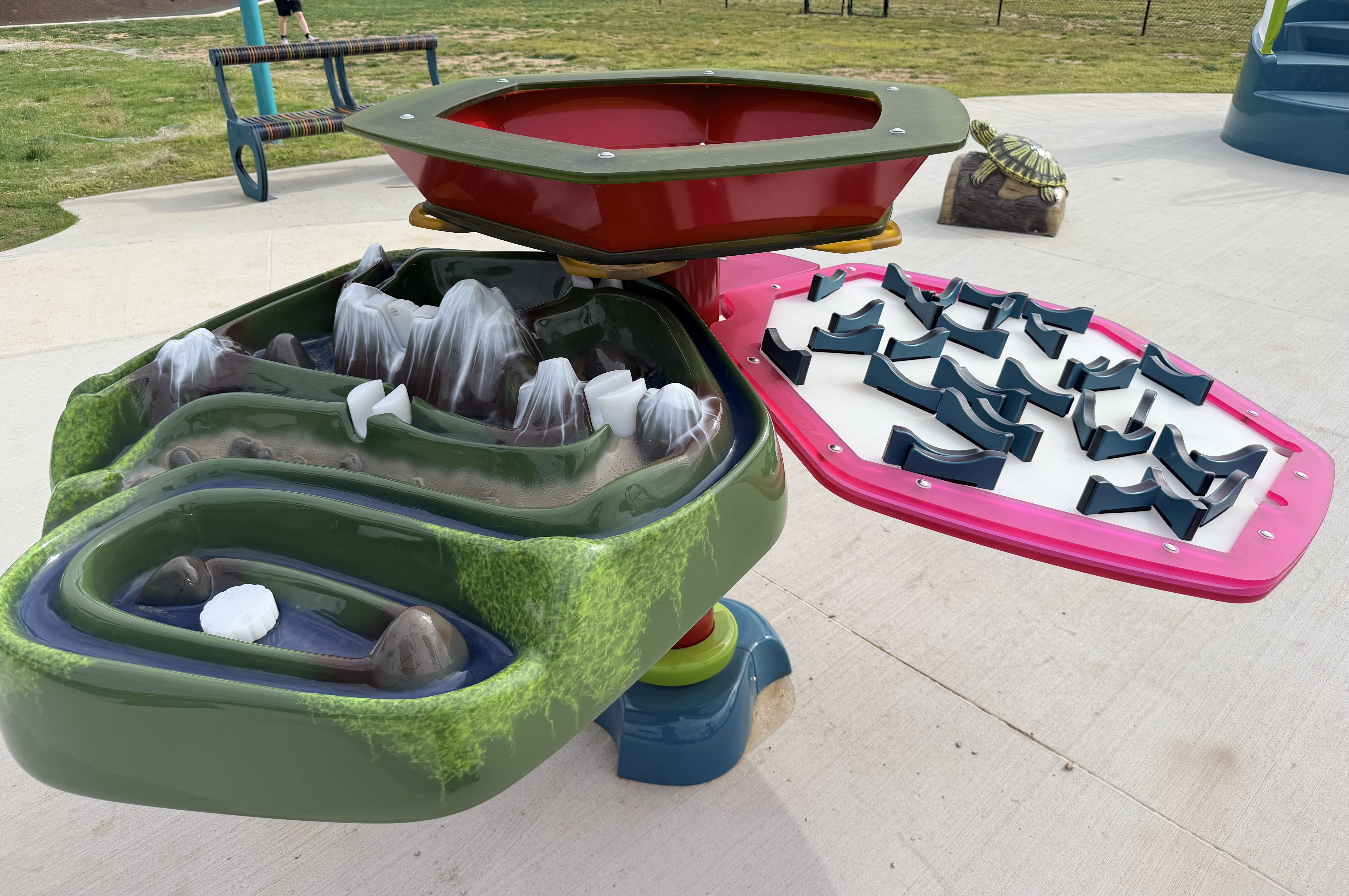 Water table feature at Turtle Cove splash pad in Festus
