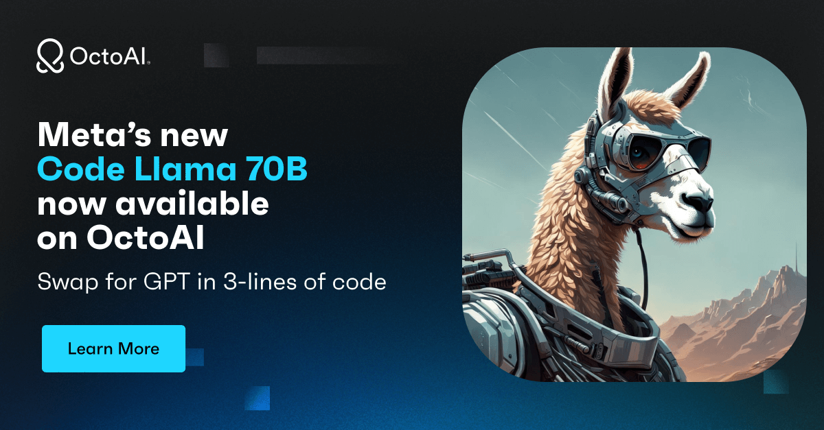 Code Llama 70B Available on OctoAI in Three Lines of Code