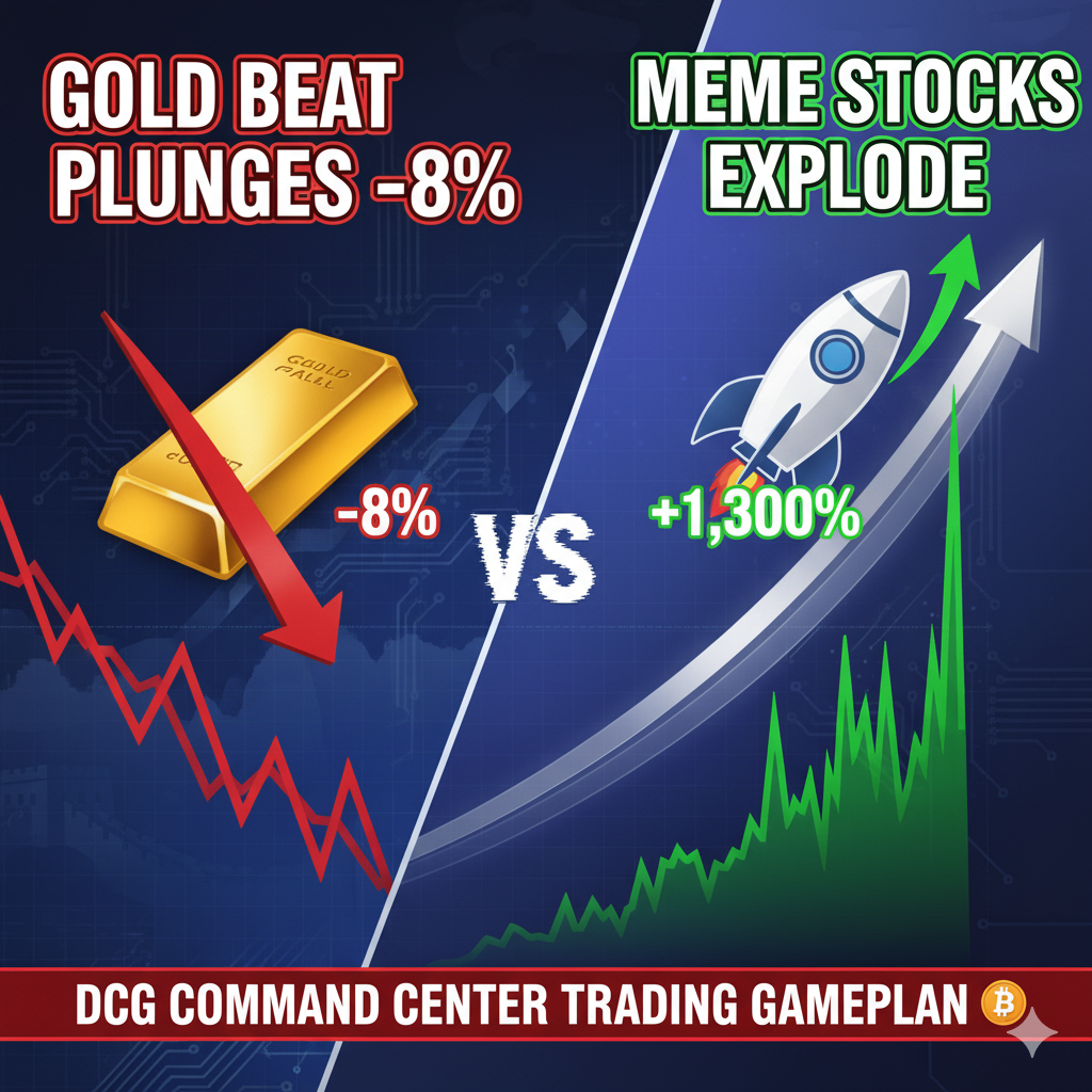 🚀 GOLD PLUNGES -8%, MEME STOCKS EXPLODE +1,300%: DCG COMMAND CENTER ...