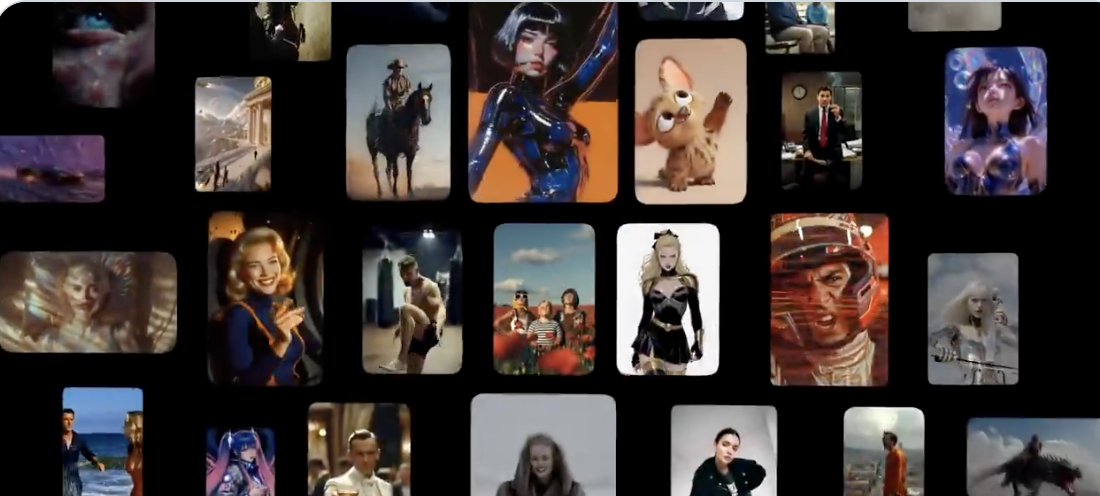 Grok Imagine 1.0 interface showing AI-generated video tools