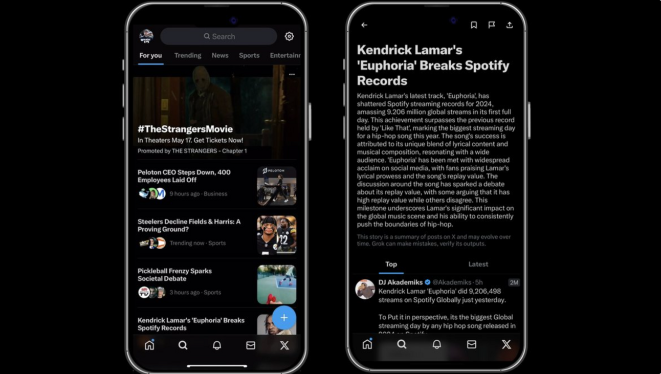 X launches Stories, delivering news summarized by Grok AI