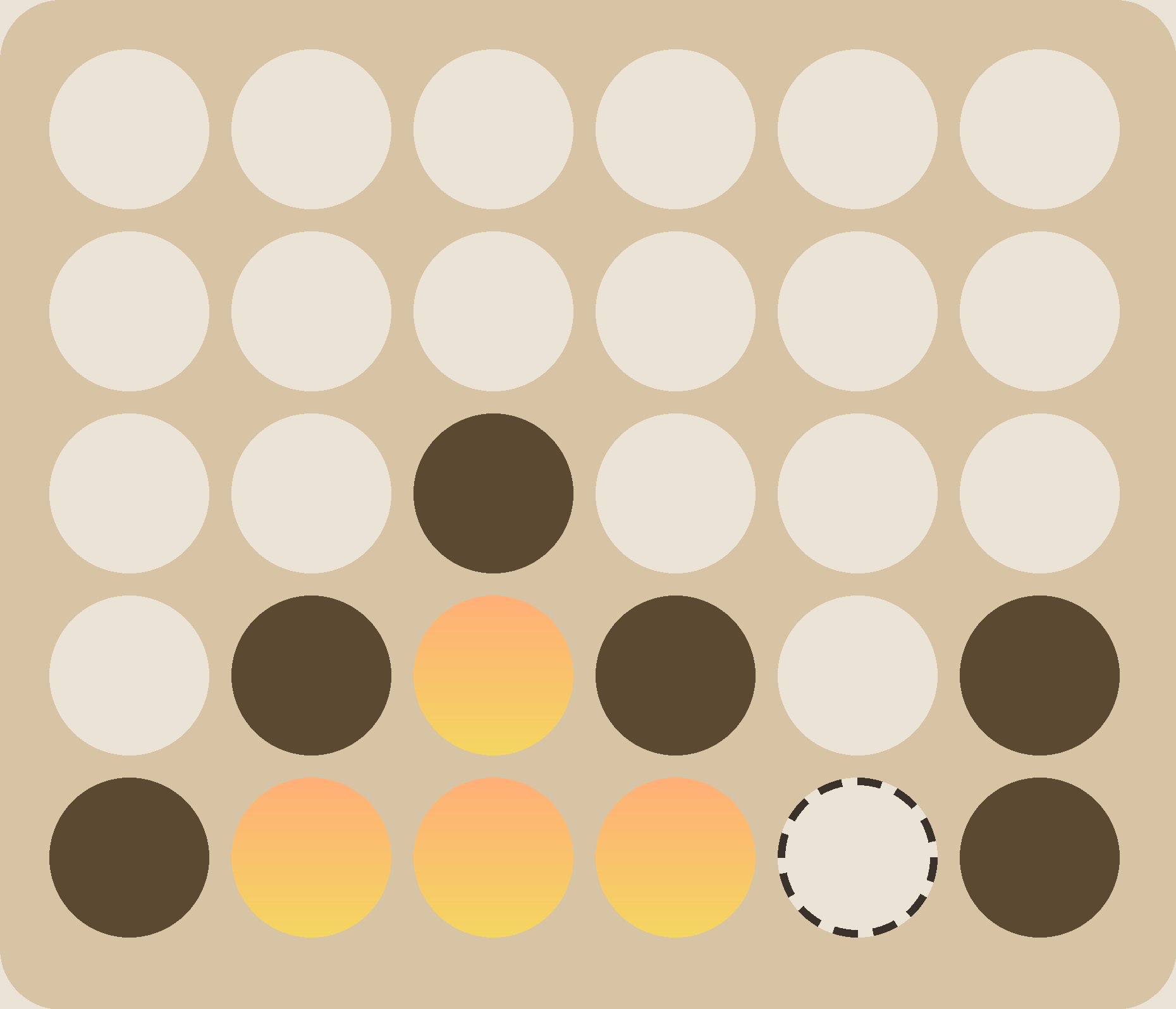 Connect Four board with one open winning move
