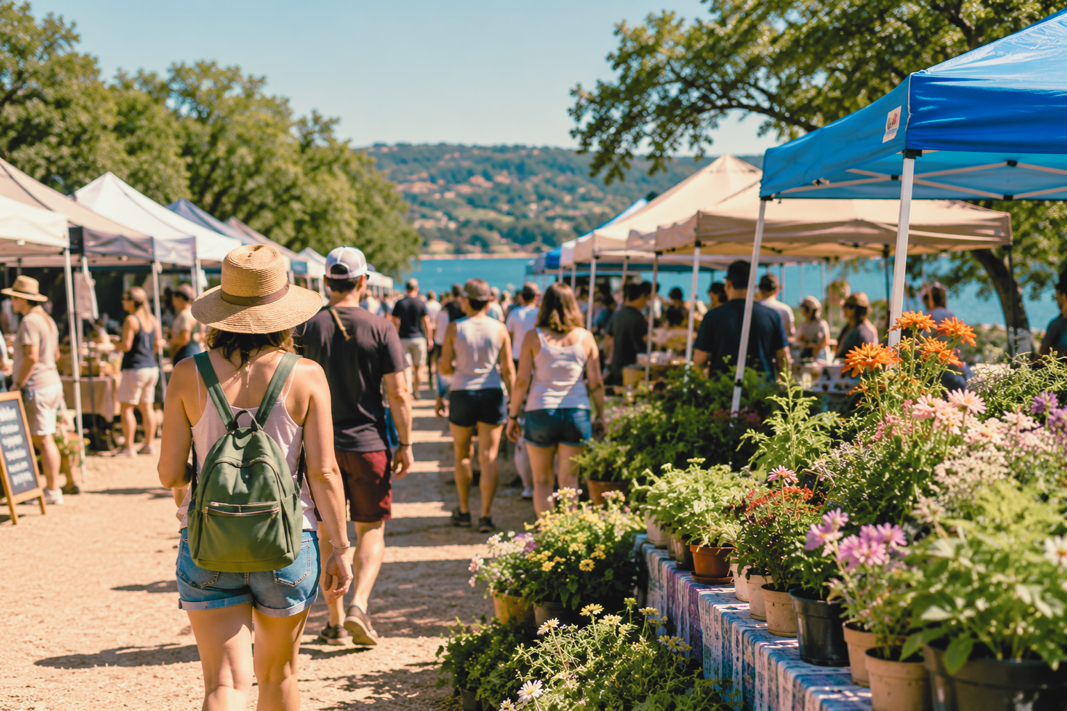 A farmers market morning around Lake Travis