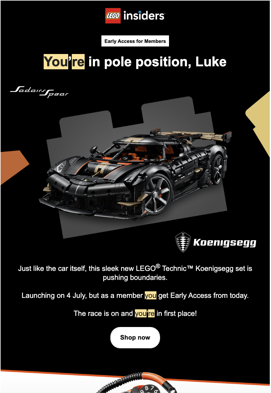 LEGO early access email