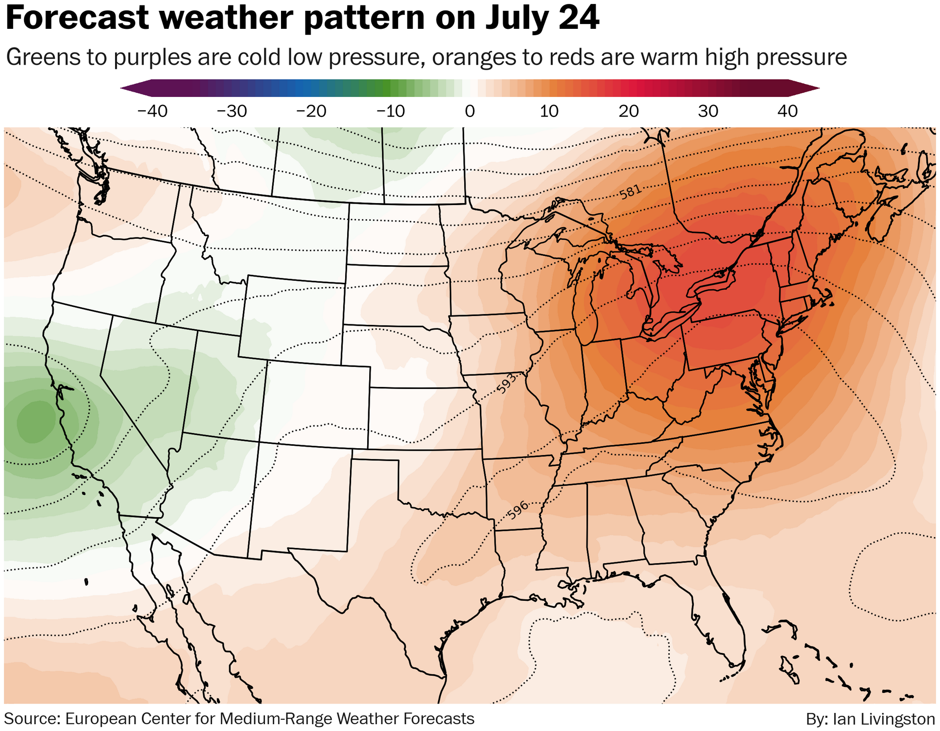 Intense heat builds in the eastern half of the U.S.