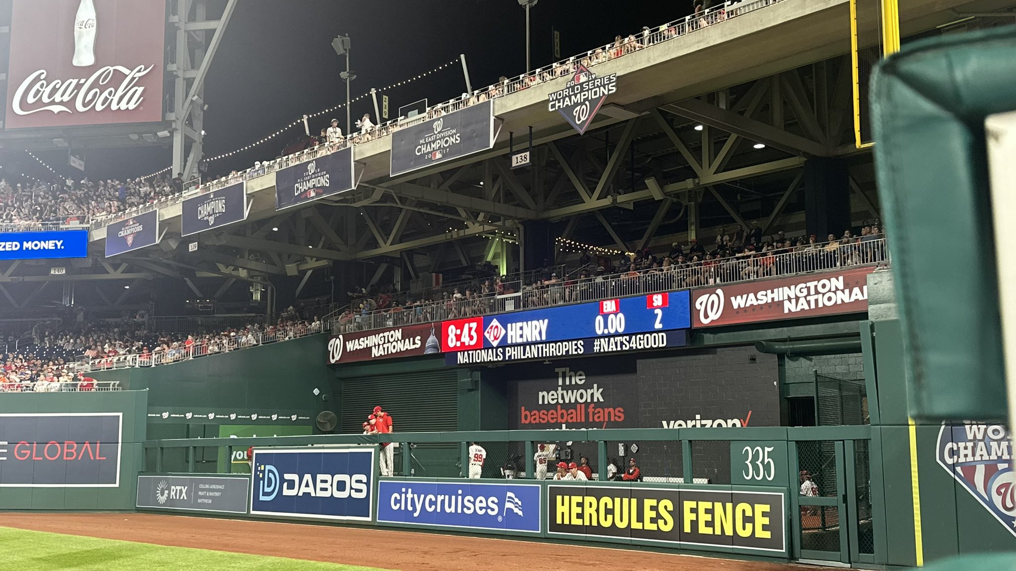 Washington Nationals bullpen in Nationals Park, Washington D.C.