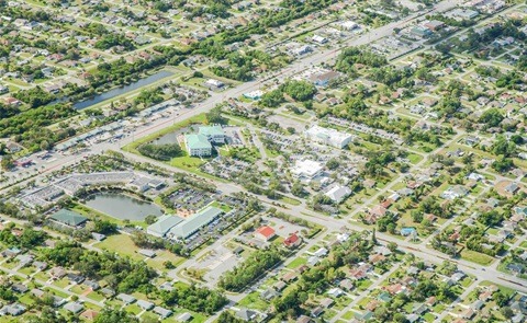 Aerial view of Port St. Lucie City Hall and surrounding houses