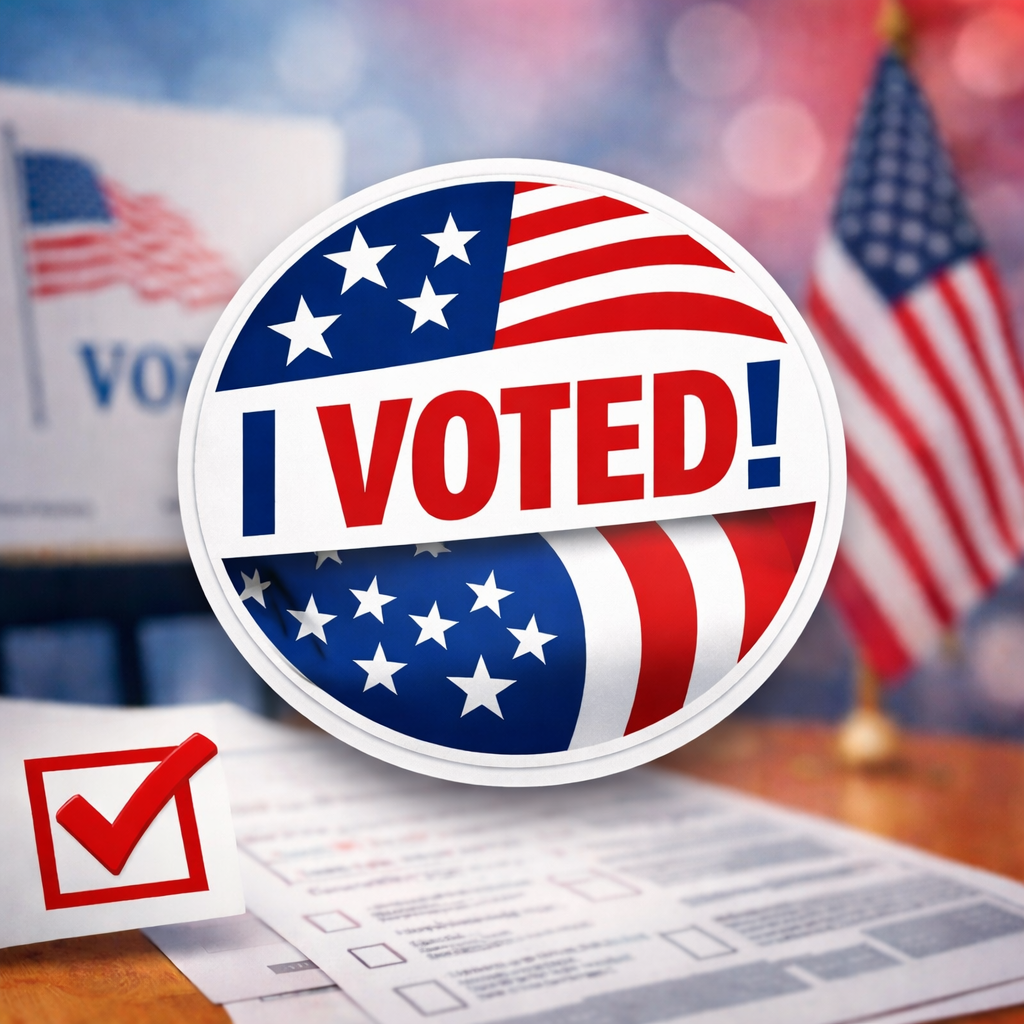 I Voted sticker representing Jefferson County election results