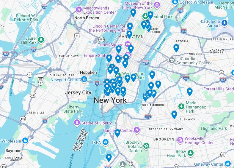Map from The New York City Boutique Book