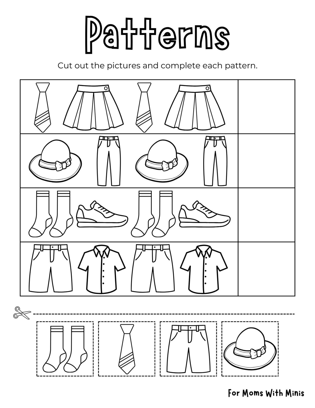 Clothes Vocabulary Patterns Worksheet