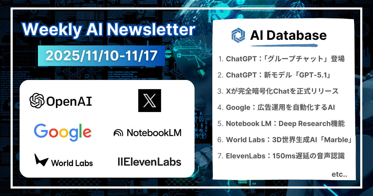 2025年11月10日-11月17日】週間AIニュース