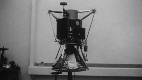 Black and white image of the Explorer 1 satellite before launch