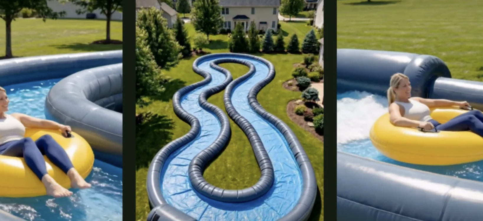 A catalog of AI ‘products’ that don’t exist, a shark-mouth bed and a pyramid aquarium, from the same account behind the lazy river