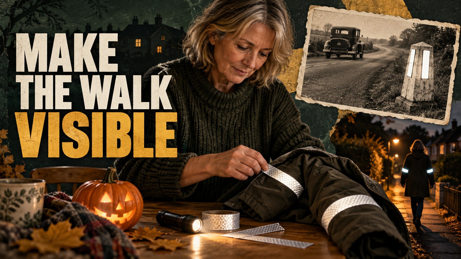 Illustrative documentary collage: MAKE THE WALK VISIBLE