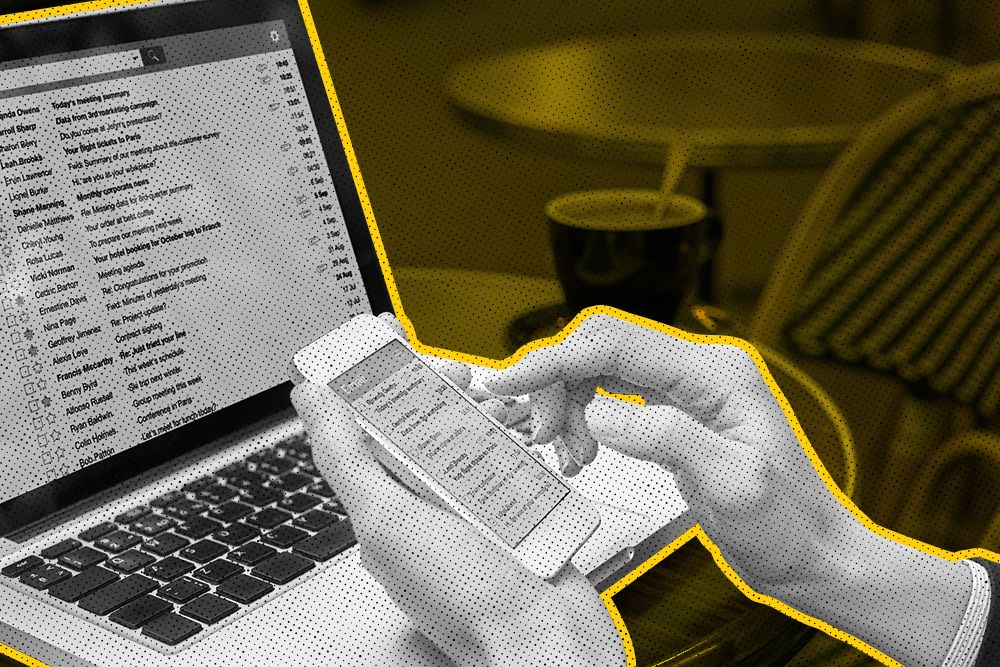 Person checking email outreach on a laptop