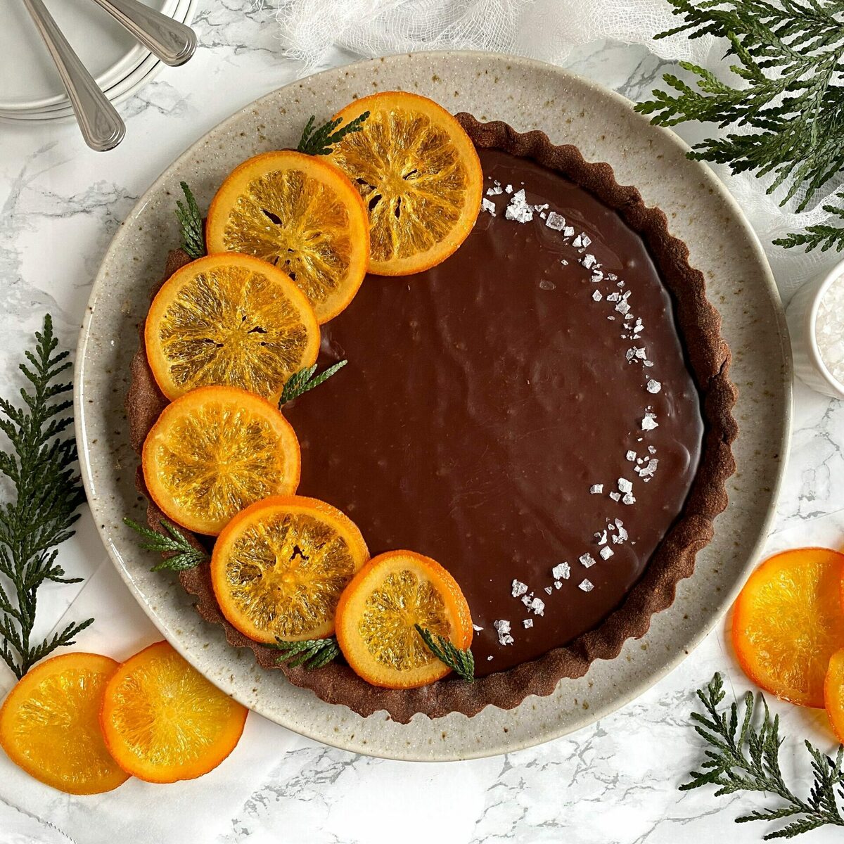 Chocolate Orange Tart with Candied Oranges