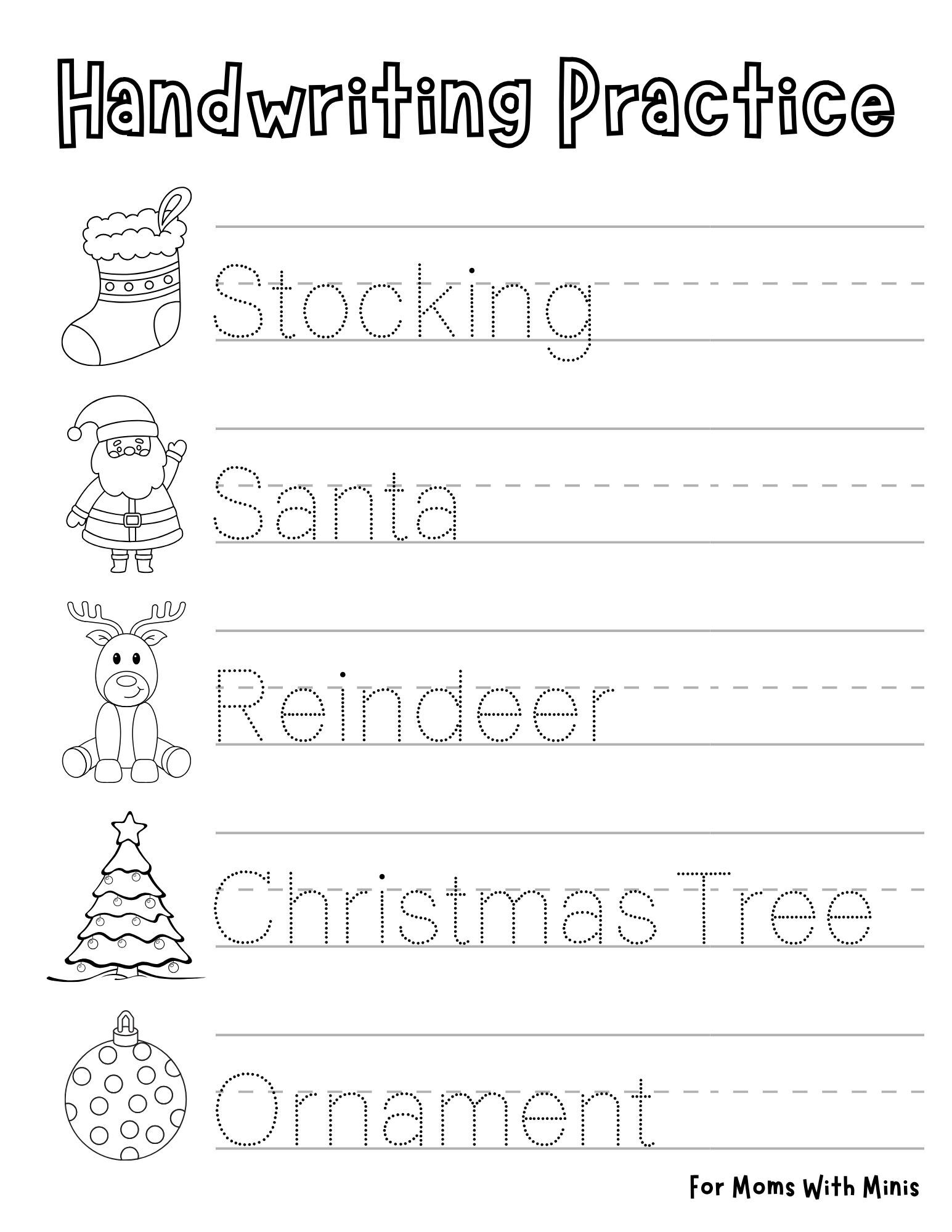 christmas handwriting practice