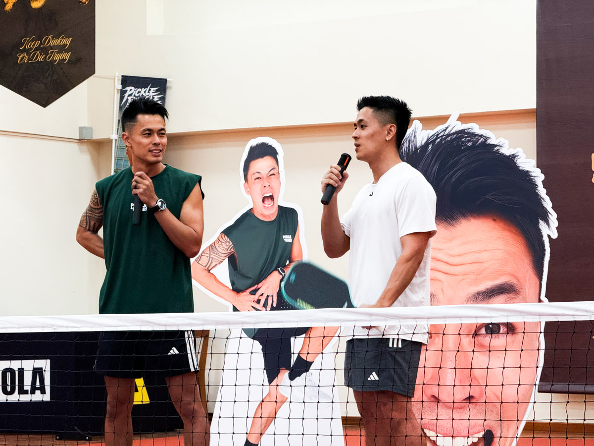 ...everyone was more interested in winning a Joola FX. The challenge? Smash cut-outs of Adrian!