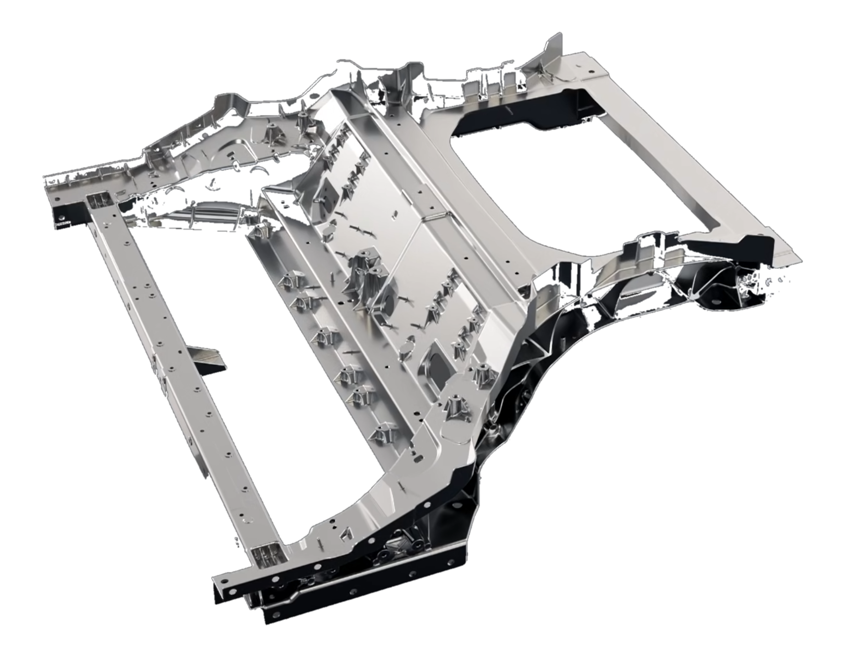 A structural rear-underbody gigacasting — one part replacing dozens of stampings