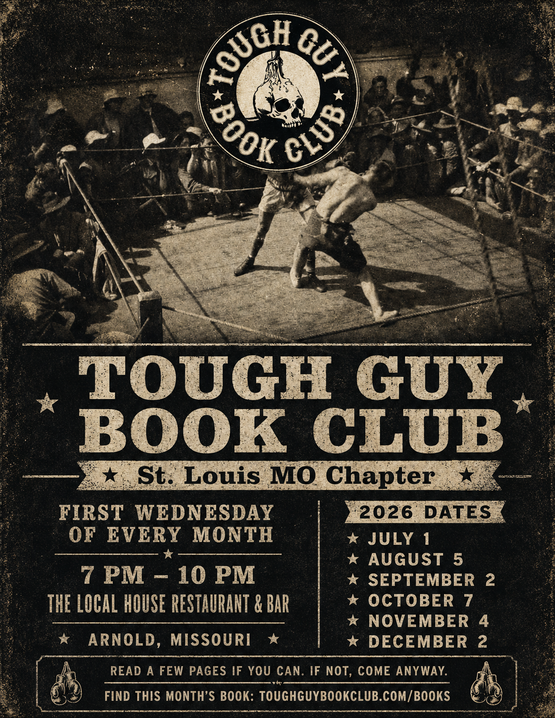 Tough Guy Book Club recurring first Wednesday event