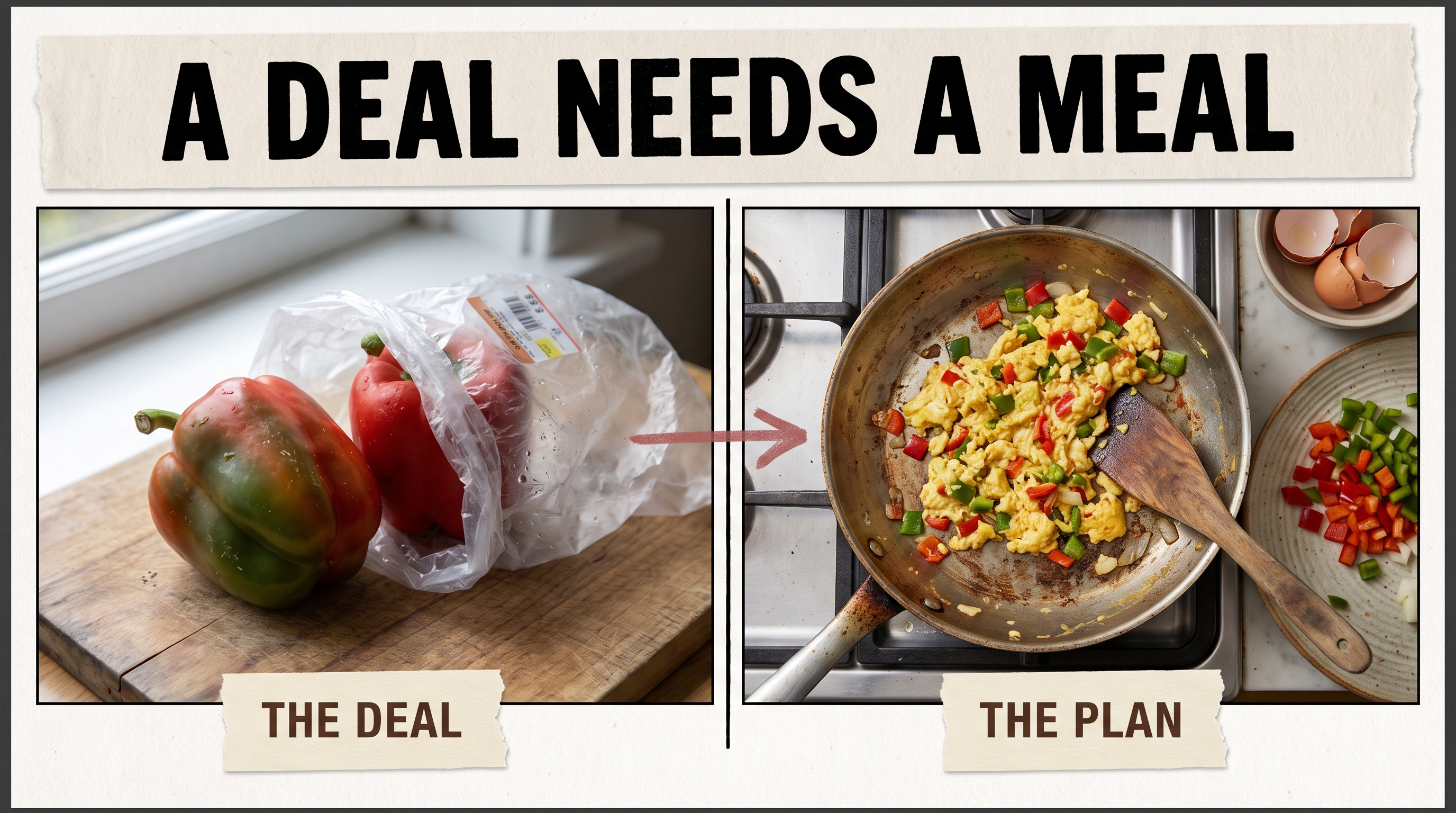 Illustration: giving sale peppers a job in a planned meal.