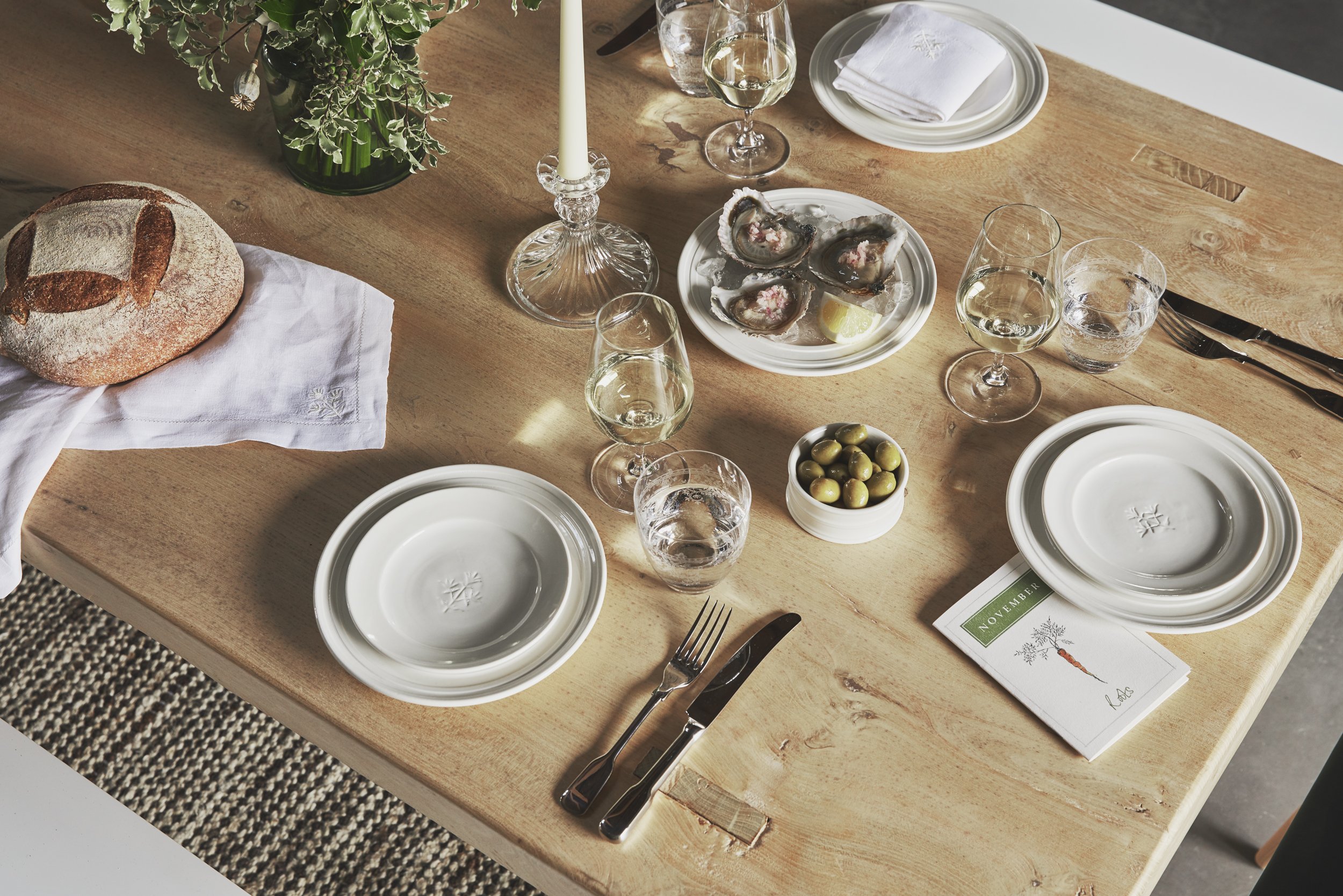 Rustic table set for dining at Thyme