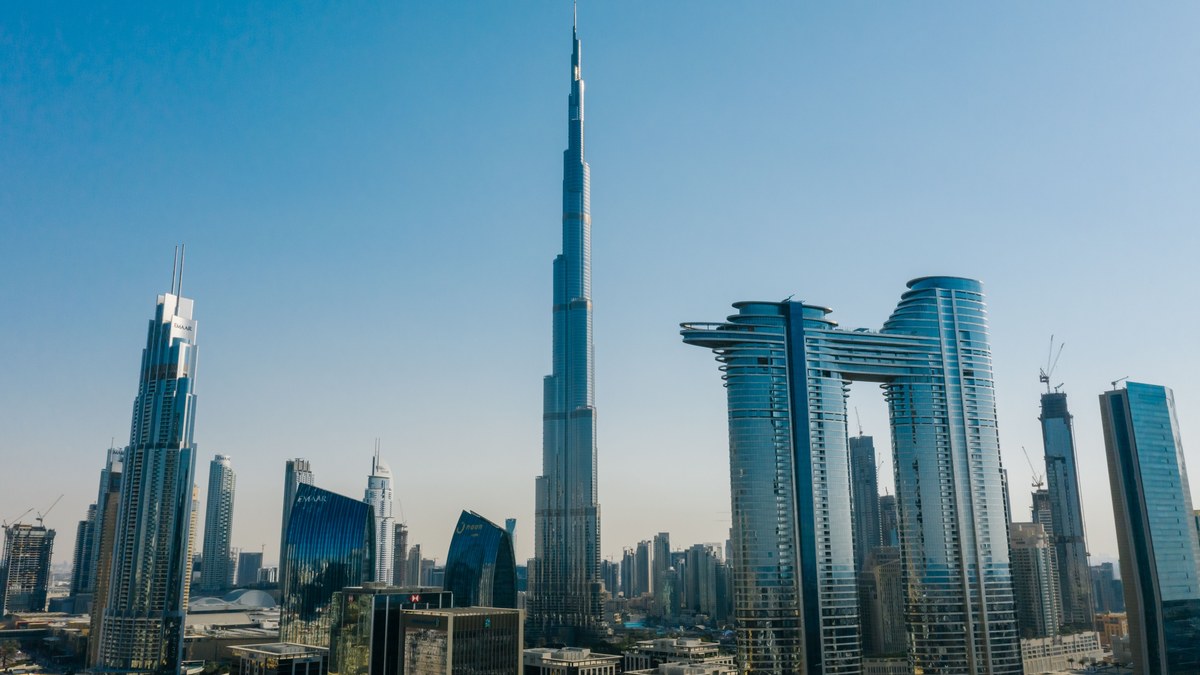 The mashrabiya lattice ceiling inside the Burj Khalifa