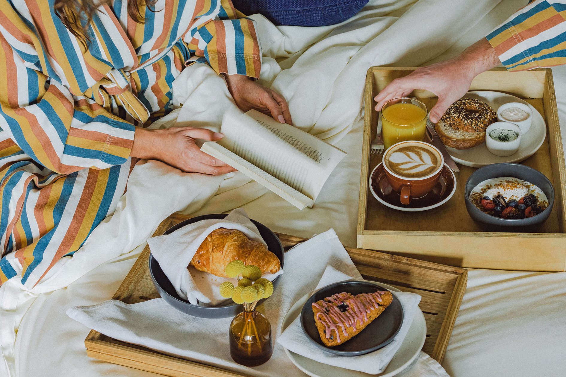 Breakfast tray served in bed at Carpenter Hotel