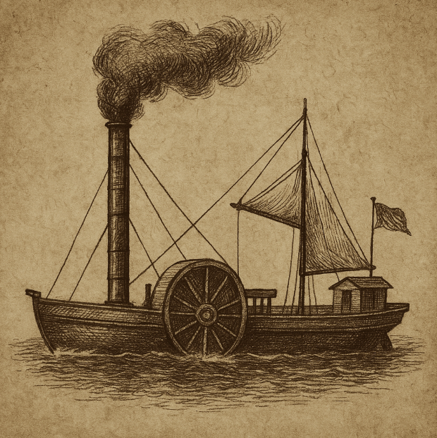 Robert Fulton's steamboat design diagram