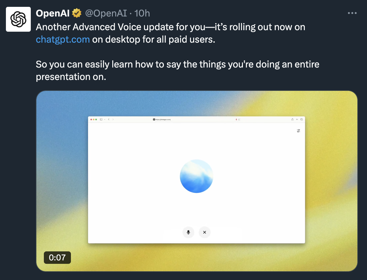 OpenAI brings ChatGPT’s Advanced Voice Mode to the web
