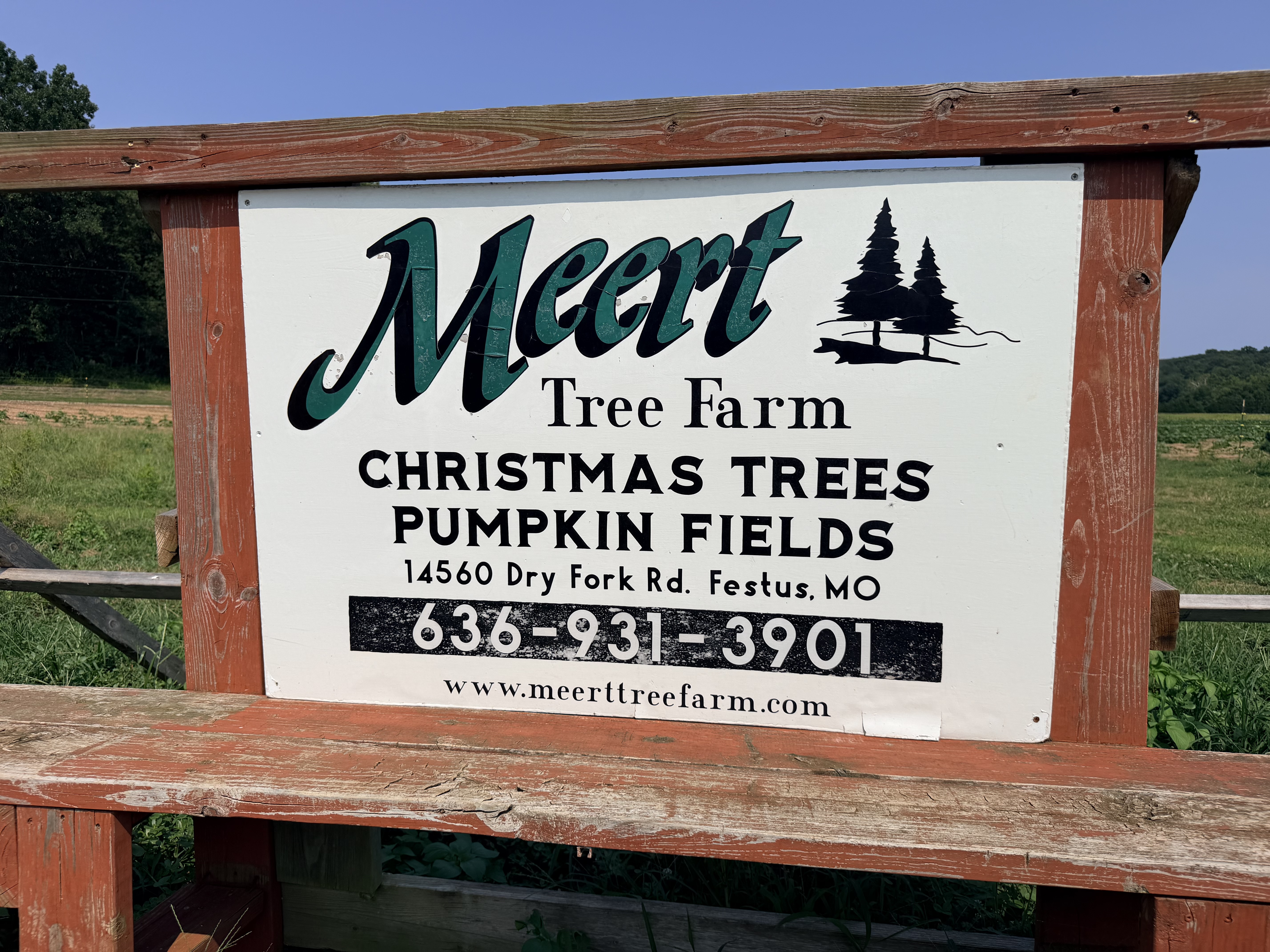 Meert Tree Farm Christmas Trees and Pumpkin Fields sign