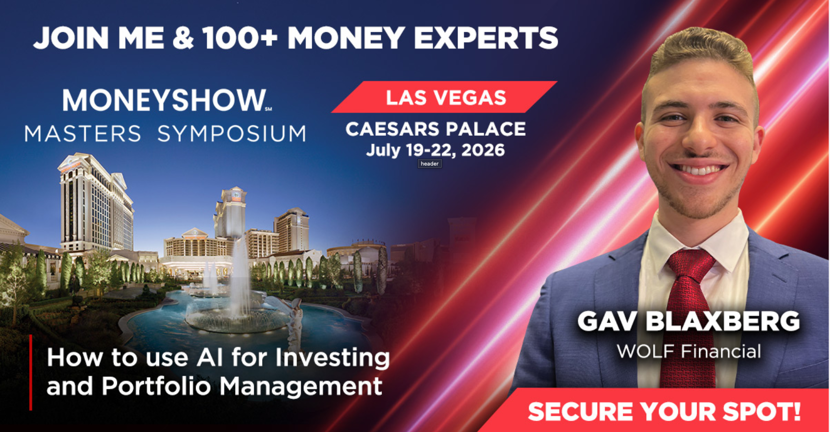 MoneyShow Masters Symposium Las Vegas — Join Gav Blaxberg July 19-22, 2026 at Caesars Palace