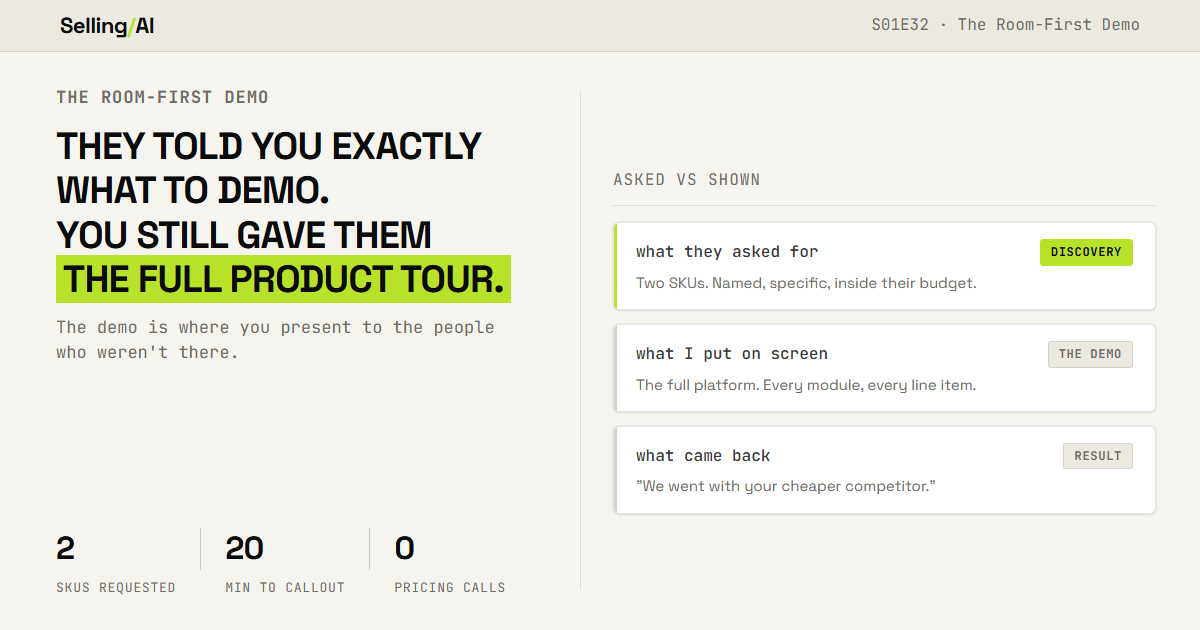 S01E32: They Told You Exactly What to Demo. You Still Gave Them the Full Product Tour.