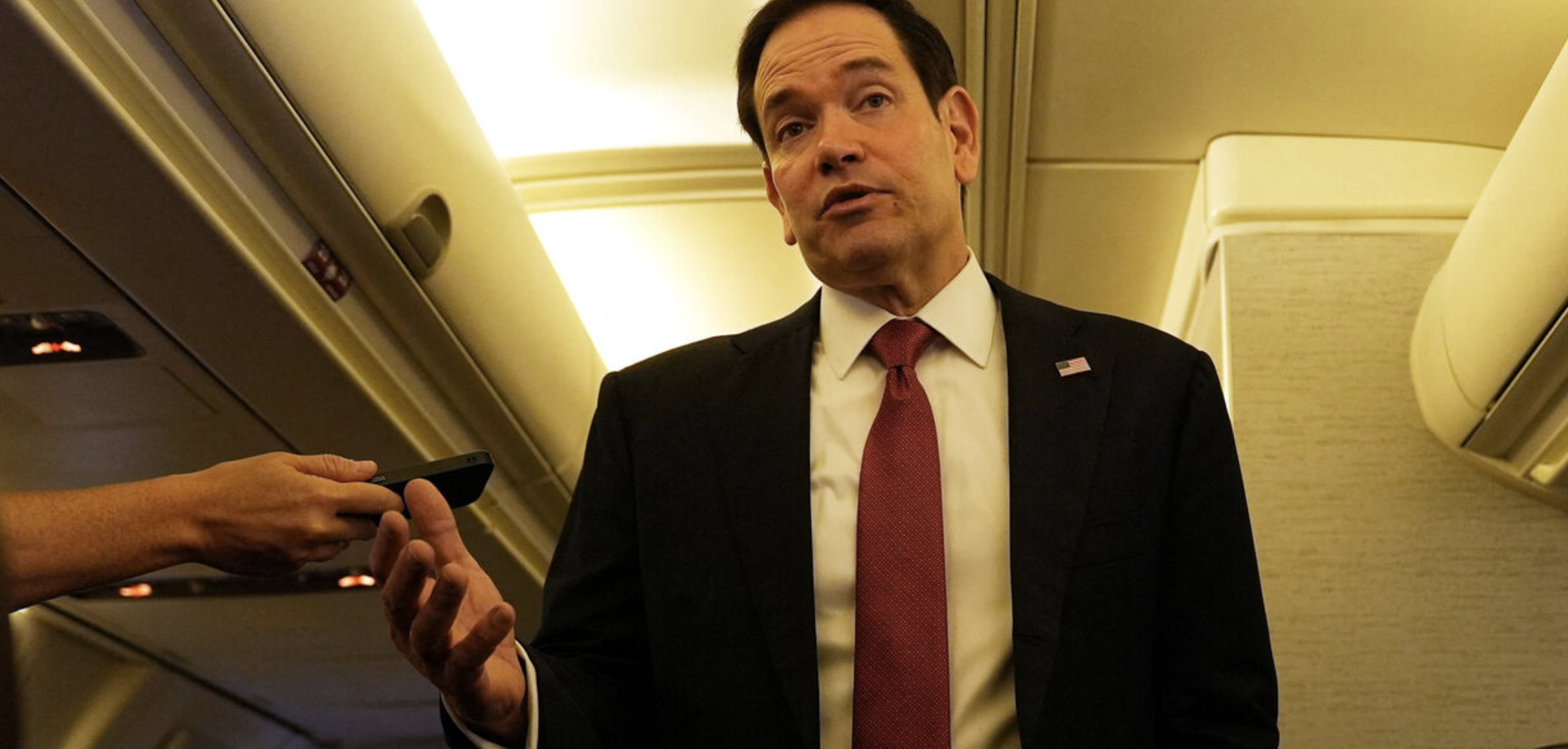 Secretary Rubio speaking to reporters in Jaipur on Iran talks and the Strait of Hormuz blockade