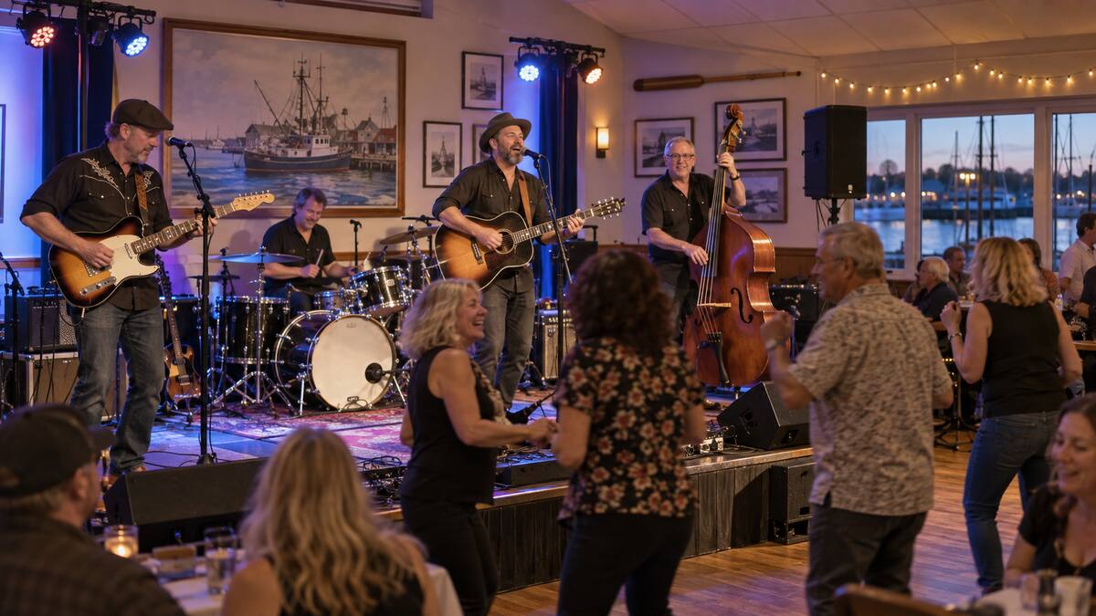 A local roots band performing for a dancing audience in Steveston Richmond British Columbia