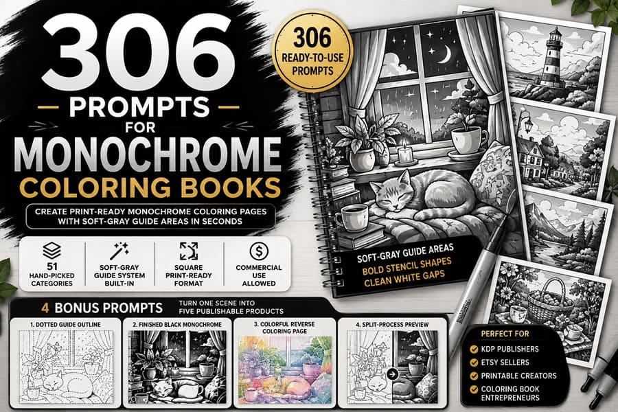 306 Prompts That Turn Chatgpt Into a Print-Ready Monochrome Coloring Book Factory: Ultimate Guide