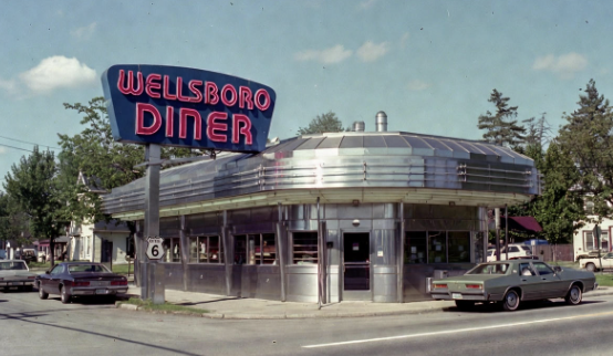 Wellsboro Diner Glowing on Route 6, 1980
