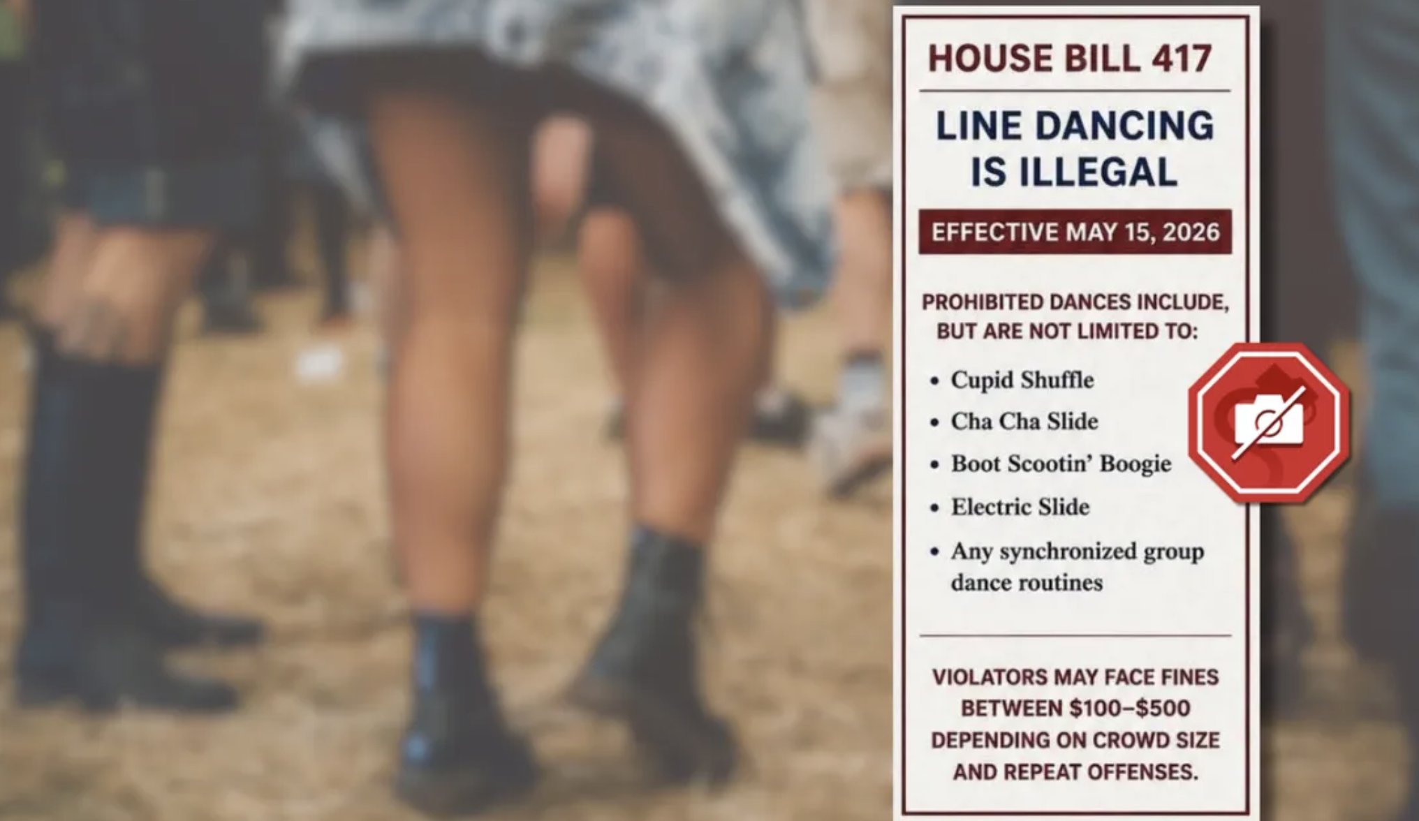 An ‘official’ governor’s letter banning the Cha-Cha Slide, with a garbled state seal that screams AI