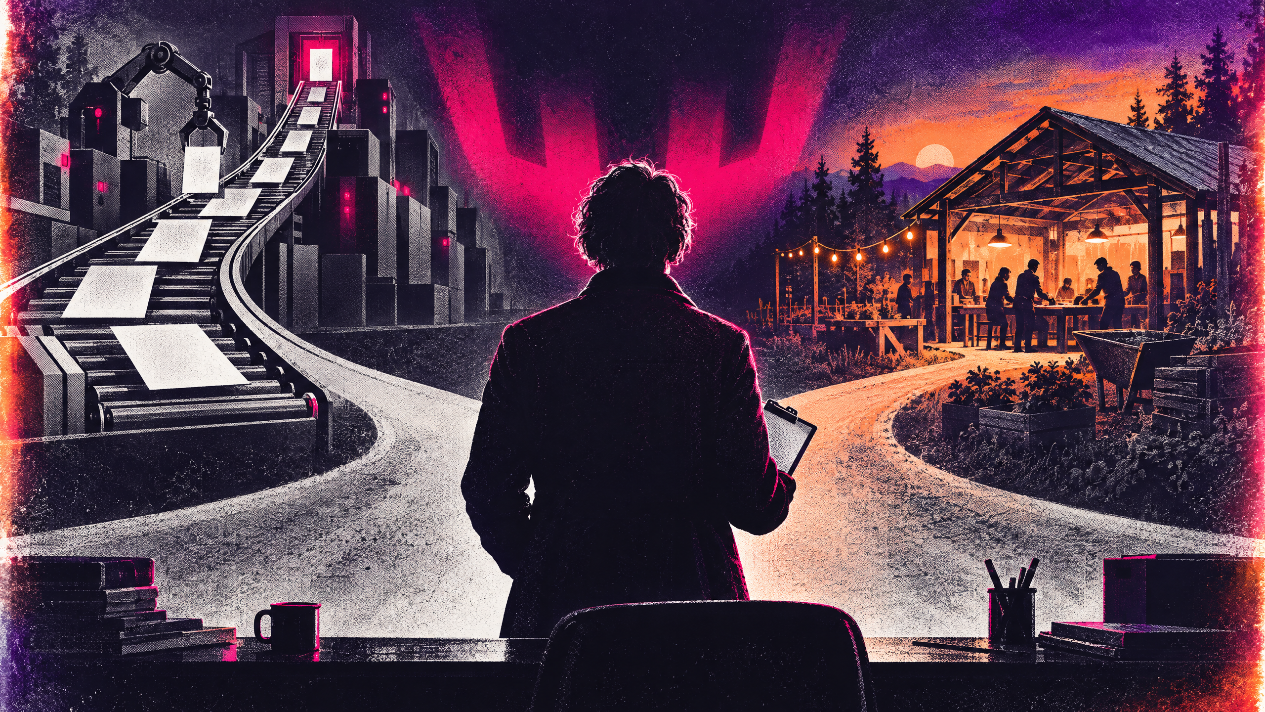 Newsletter artwork for "one person, ten jobs, and the review queue"