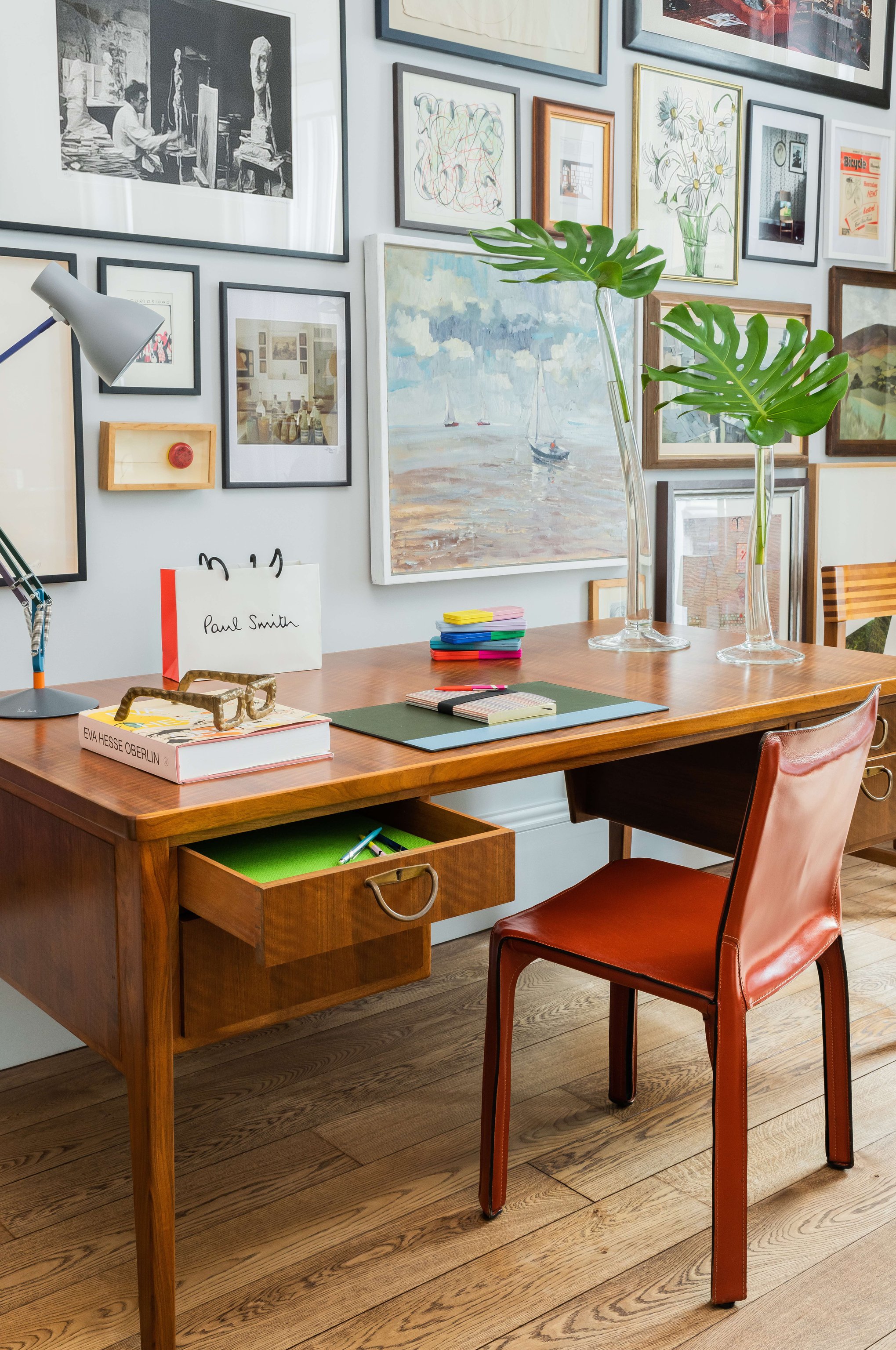 Writing desk and framed artwork at Brown’s Hotel