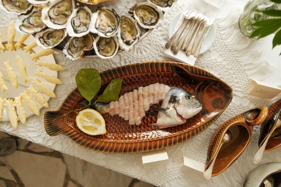 Seafood and oysters arranged for a meal at Tuba Club