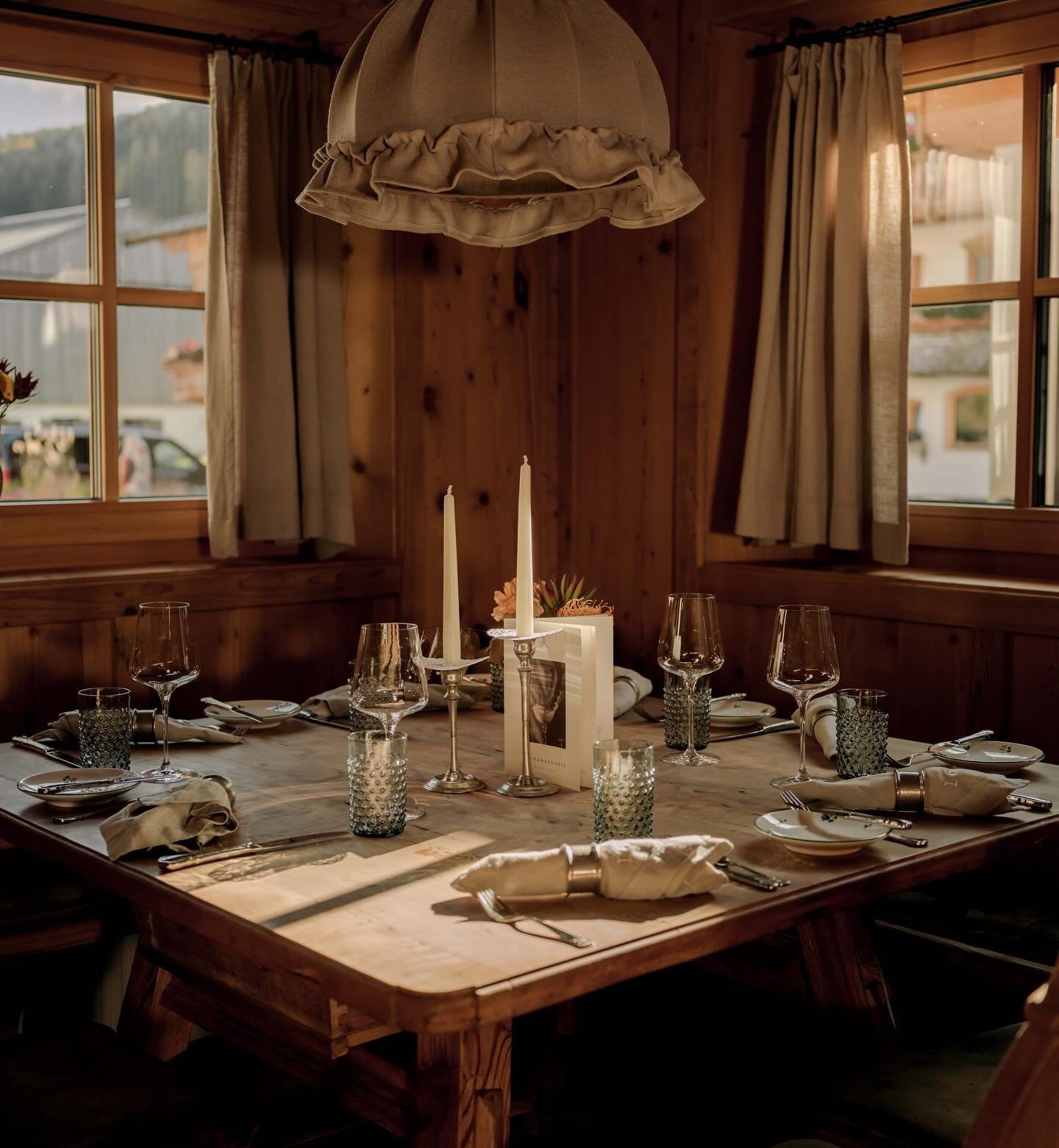 Wood-paneled dining room at Naturhotel Forsthofgut