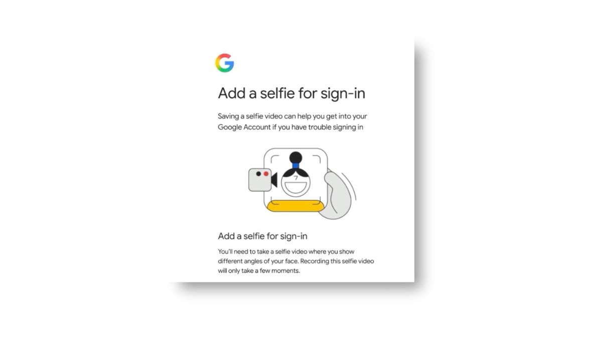 Google Selfie Video account recovery feature