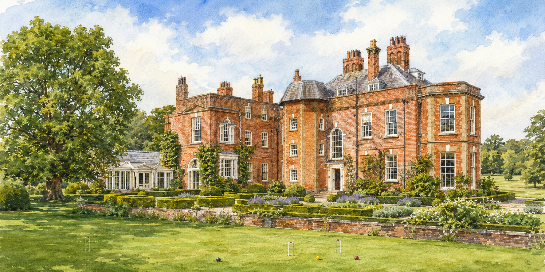 Watercolour illustration of Iscoyd Park, Issue 13