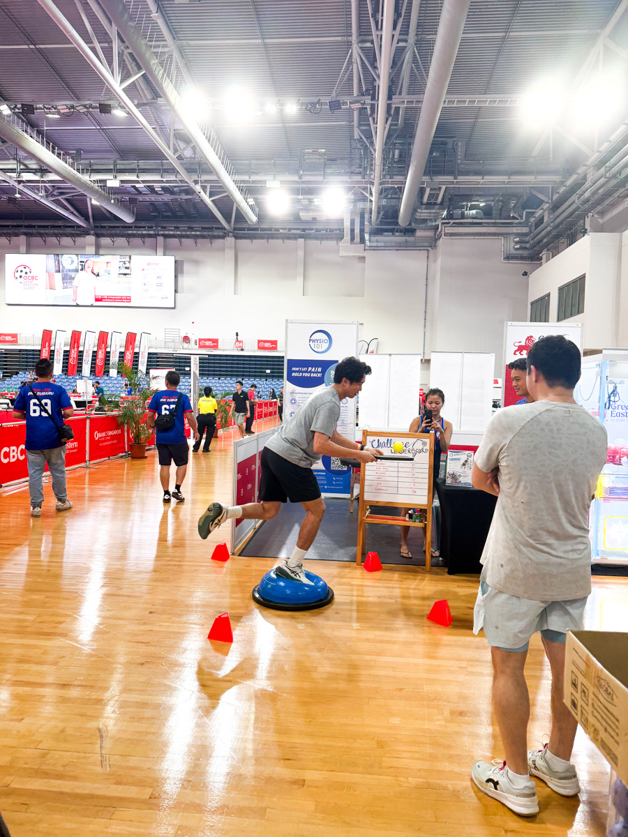 There were some cool games. Like this one where you had to balance yourself and bounce a ball off a paddle. Most averaged 7-10. The highest we saw was someone hitting 21.